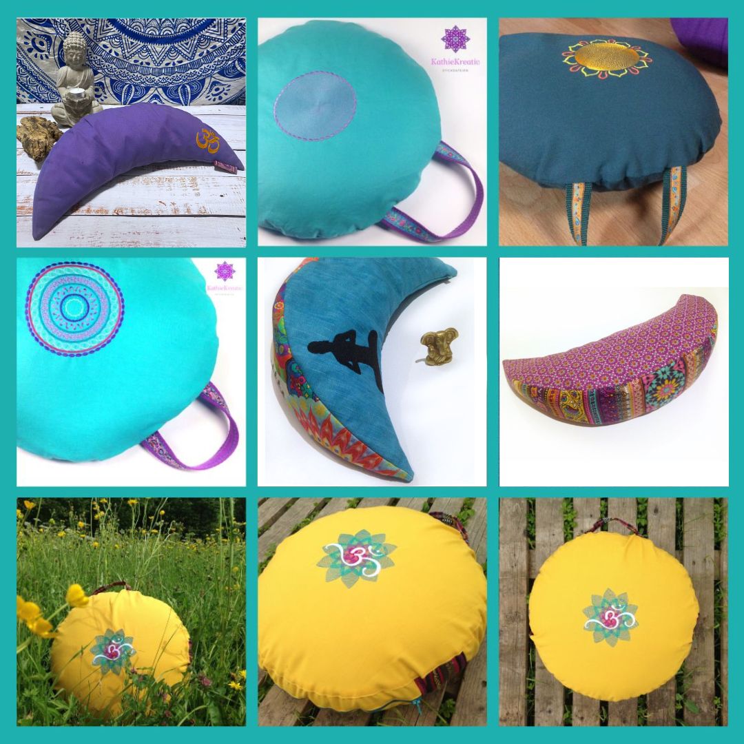 Meditationskissen , Yogakissen, Meditieren,unikat, bestickt, om,mandala,blume des Lebens, Yogi, 