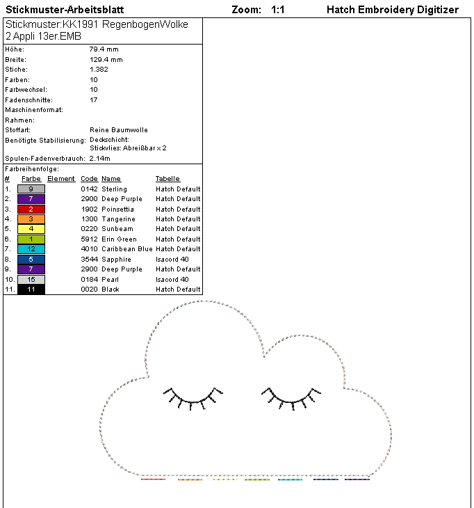 SD: RegenbogenWolke Appli 13er