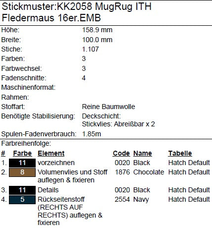 SD: (SET) Fledermaus - Mugrug + Plush ITH  - 16er