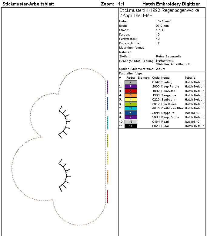 SD: RegenbogenWolke Appli 16er