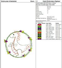 Laden Sie das Bild in den Galerie-Viewer, SD: Dino 1 Kreis mit Blumen Doodle Appli - 10er