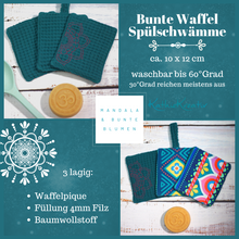Laden Sie das Bild in den Galerie-Viewer, Bunte Mandala Waffel Spülschwamm 3er Set (Farbe wählbar) - Bine Brändle (10x12cm) + Spende