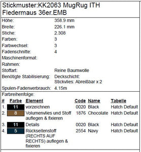 SD: (SET) Fledermaus - Mugrug + Plush ITH  - 36er
