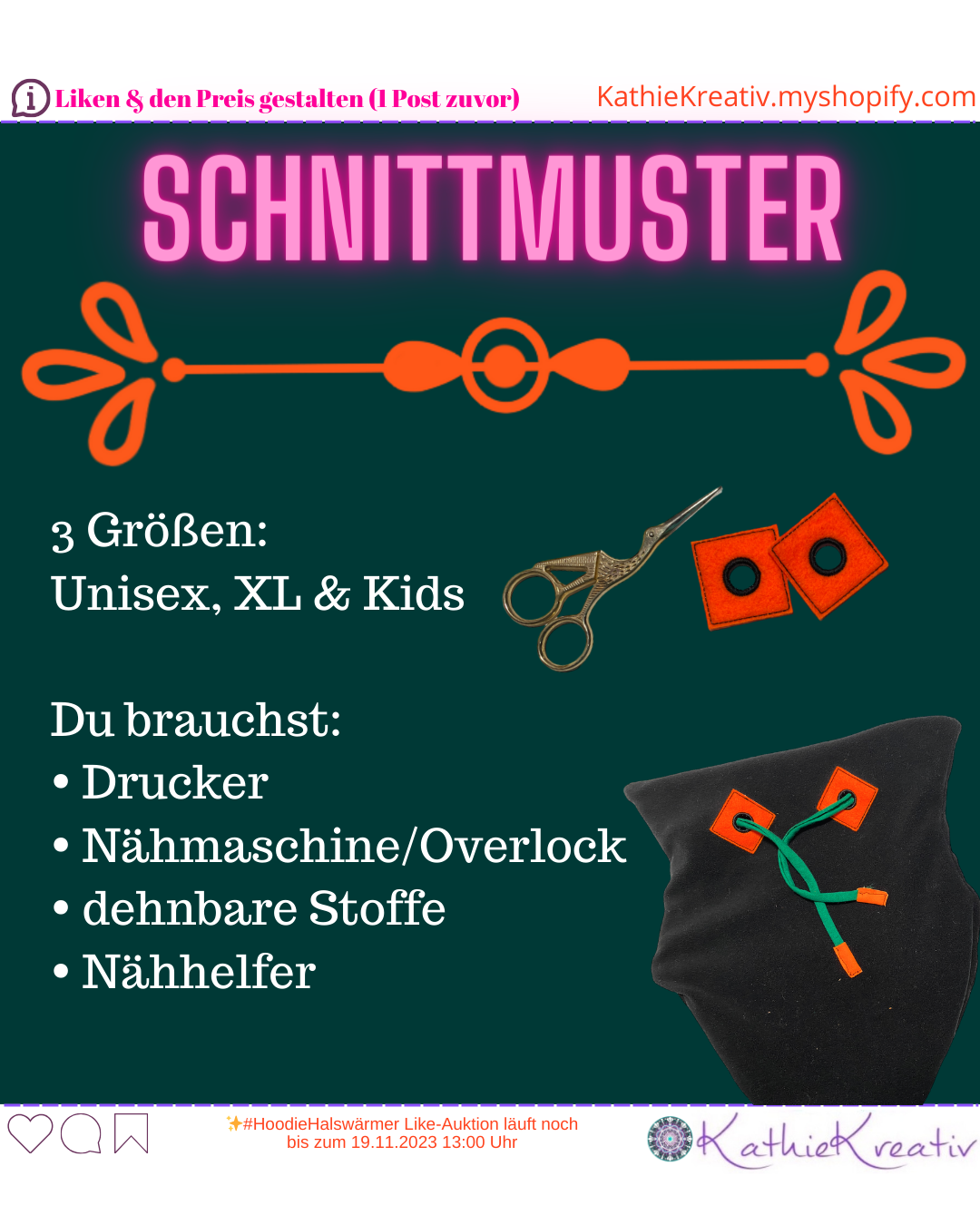 SM: Bundle: HoodieHalswärmer - 5in1 Schnittmuster + Plotterdatei + Lizenz