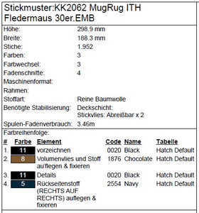 SD: (SET) Fledermaus - Mugrug + Plush ITH  - 30er