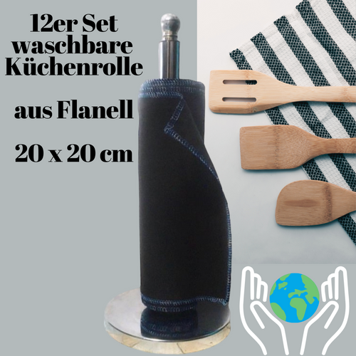 Küchenrolle waschbar 12er-Set FARBE WÄHLBAR (20x20cm) + Spende