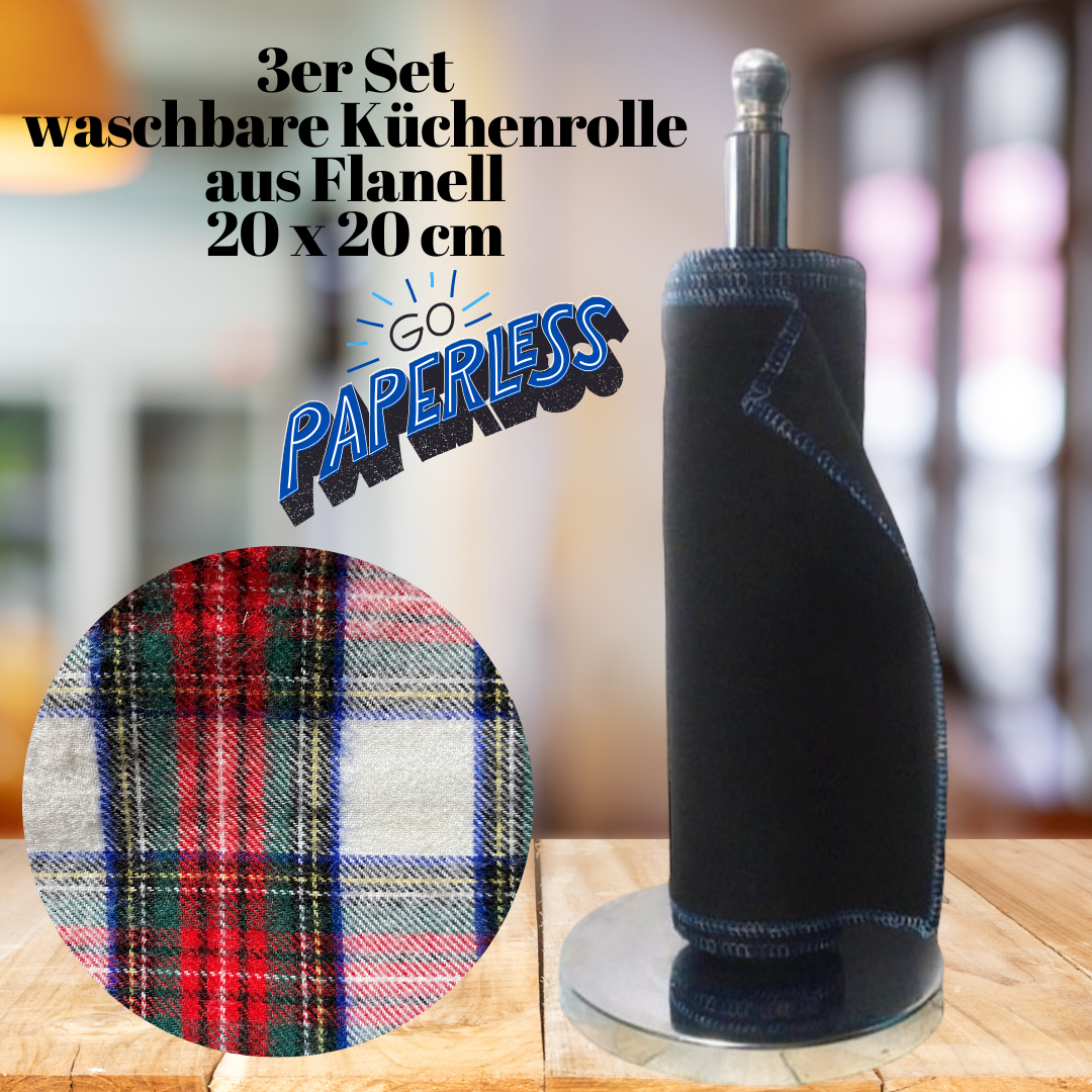 Küchenrolle waschbar 3er-Set FARBE WÄHLBAR (20x20cm) + Spende