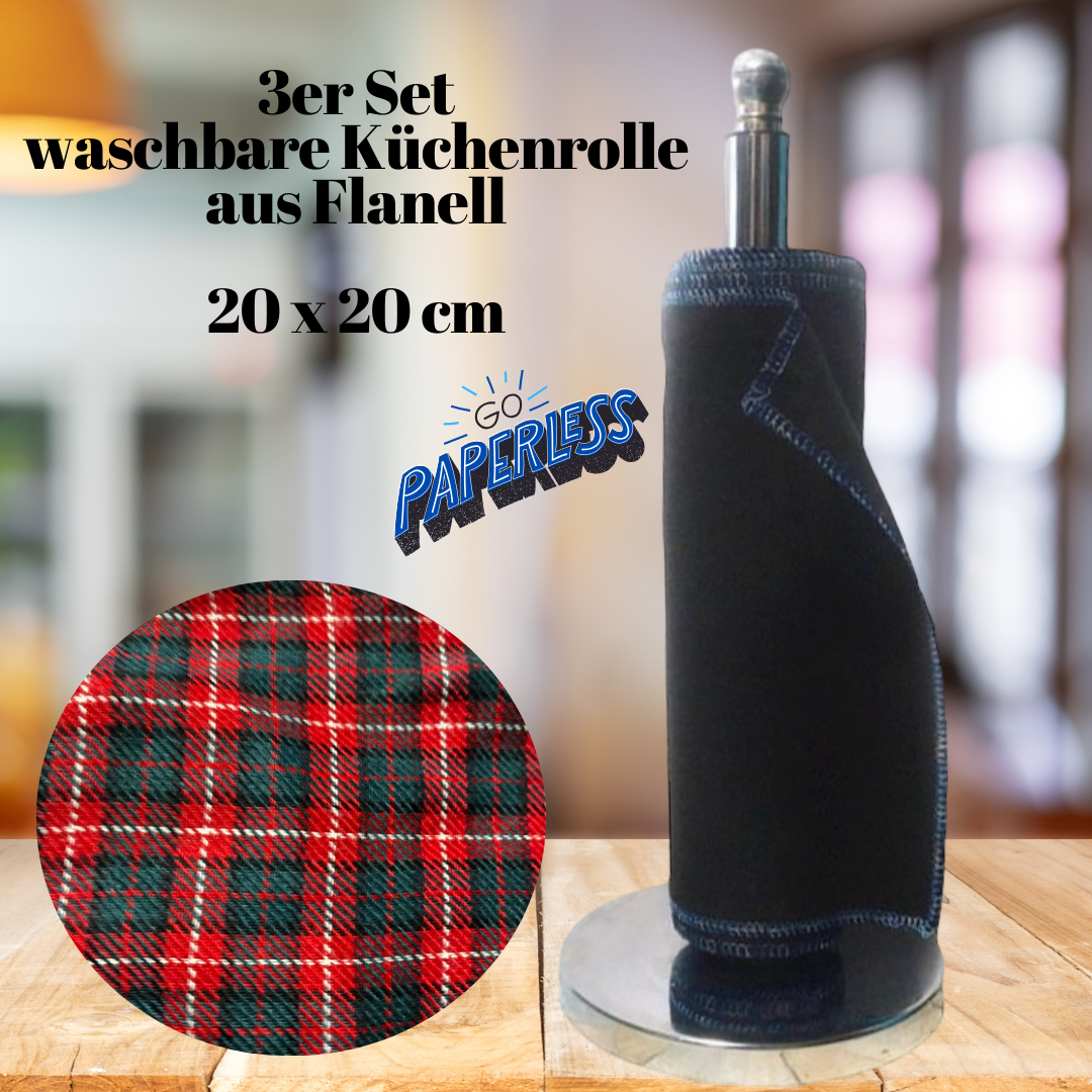 Küchenrolle waschbar 3er-Set FARBE WÄHLBAR (20x20cm) + Spende