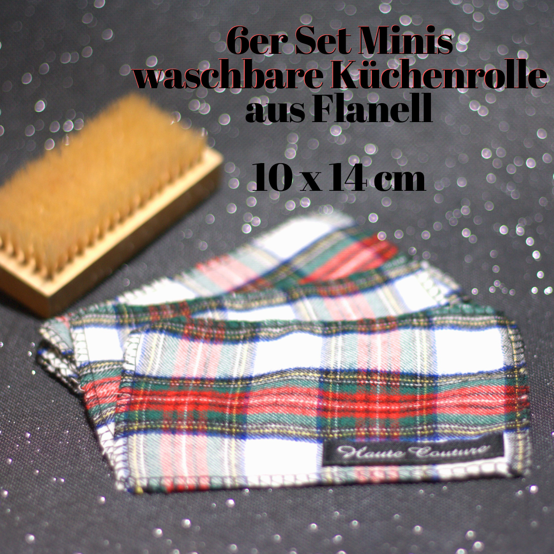 Küchenrolle (Minis) waschbar 6er-Set FARBE WÄHLBAR (10x14cm) + Spende