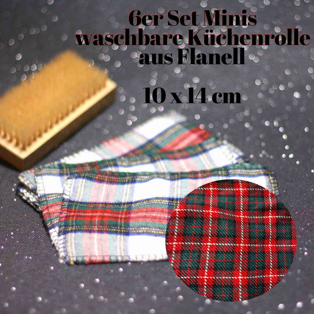Küchenrolle (Minis) waschbar 6er-Set FARBE WÄHLBAR (10x14cm) + Spende