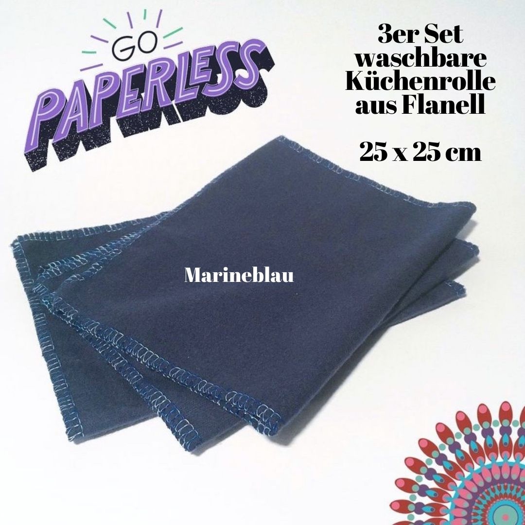 Küchenrolle waschbar 3er-Set FARBE WÄHLBAR (25x25cm) + Spende