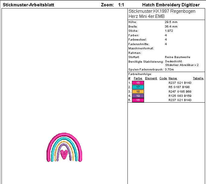 SD: Regenbogen Herz 4er