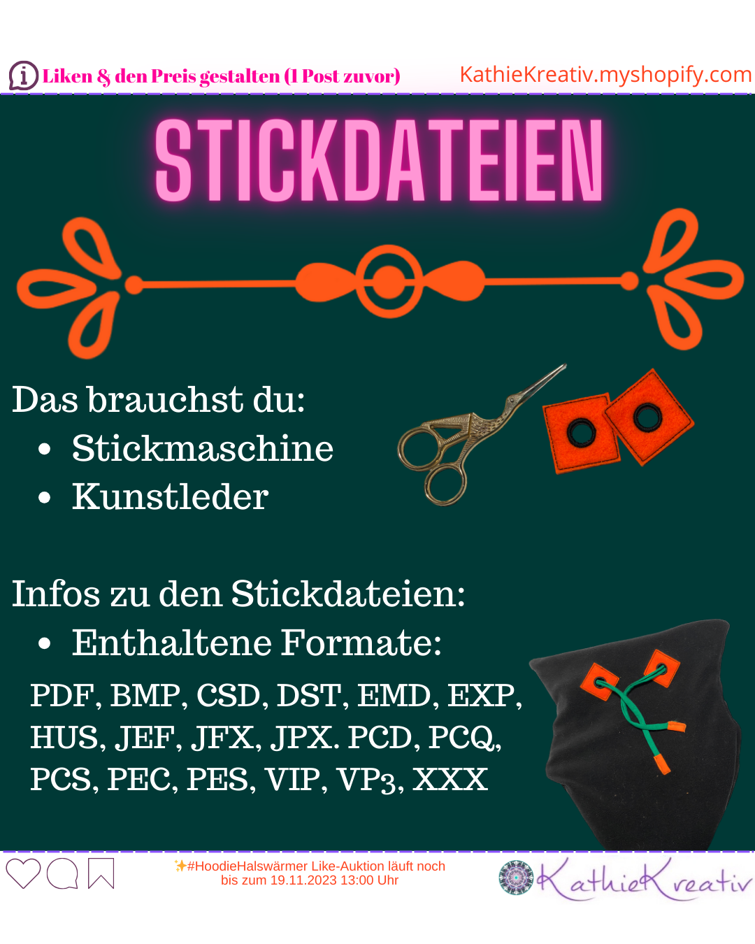 SM XXL Bundle: HoodieHalswärmer - 5in1 Schnittmuster + Stickdatei + Plotterdatei (ohne Lizenz)