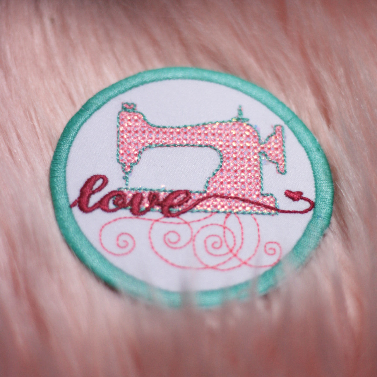 Patch: Love Nähmaschine - Rosa Mint - Größe wählbar (SUMa)
