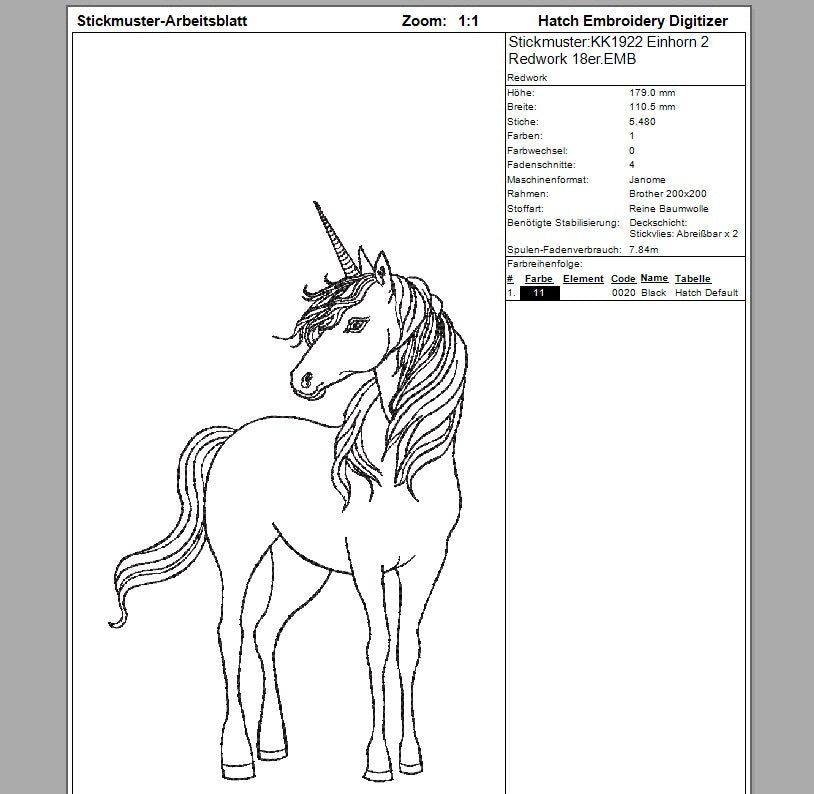 SD: Einhorn Redwork 2 - 18er