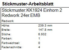 SD: Einhorn Redwork 2 - 24er