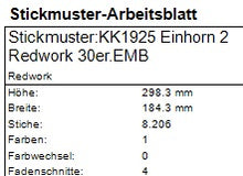 Laden Sie das Bild in den Galerie-Viewer, SD: Einhorn Redwork 2 - 30er