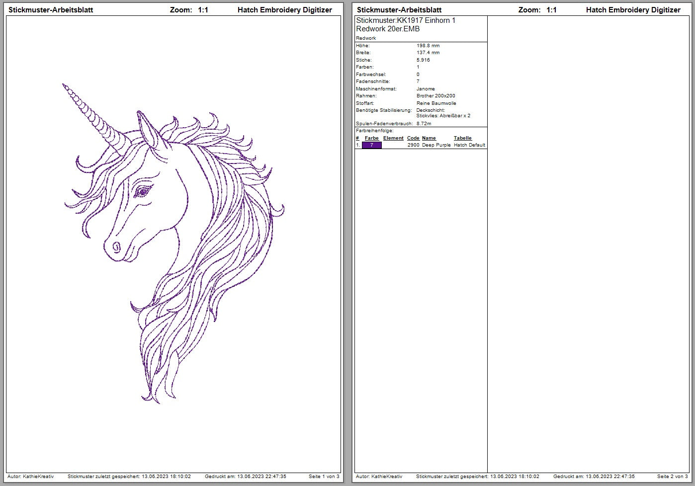 SD: Einhorn Redwork 1 - 20er