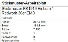 Laden Sie das Bild in den Galerie-Viewer, SD: Einhorn Redwork 1 - 30er