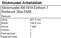 SD: Einhorn Redwork 1 - 30er