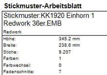 Laden Sie das Bild in den Galerie-Viewer, SD: Einhorn Redwork 1 - 36er