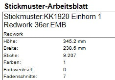 SD: Einhorn Redwork 1 - 36er
