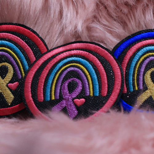 Patch: Adenomyose Regenbogen Aufnäher 7cm - Rosa Rand