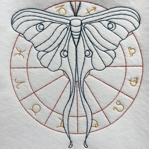 SD: Zodiac Luna Moth Redwork 22x24