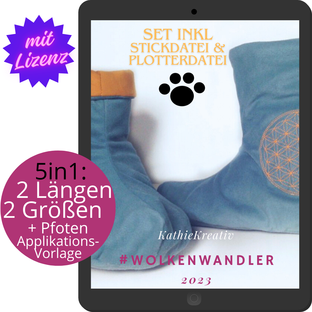 SM XL-Bundle: WolkenWandler KuschelPuschen - 5in1 Schnittmuster + Stick- & Plotterdatei + Lizenz