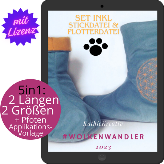 SM XL-Bundle: WolkenWandler KuschelPuschen - 5in1 Schnittmuster + Stick- & Plotterdatei + Lizenz
