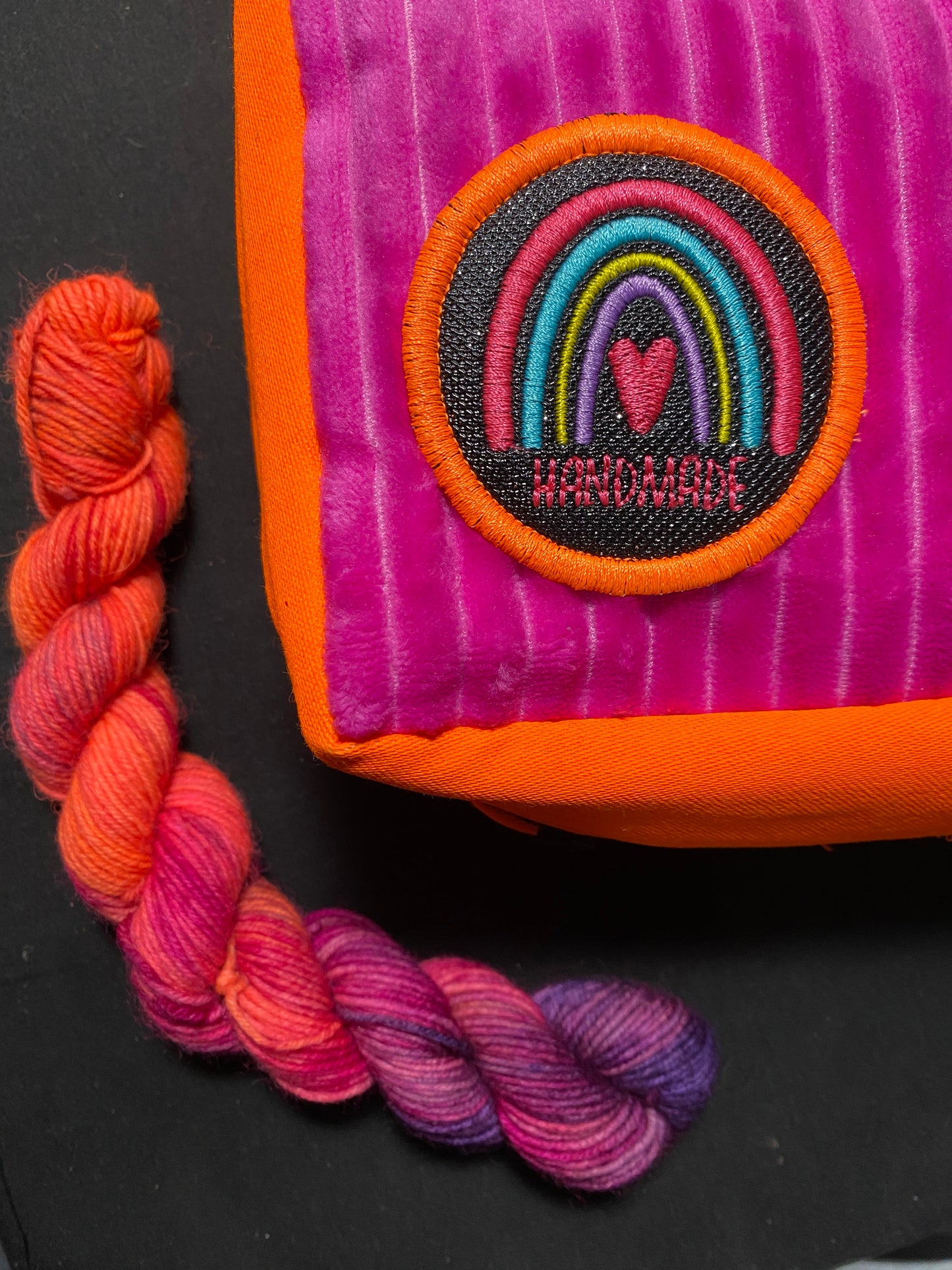 Patch: Regenbogen Handemade 6cm Neon Orange