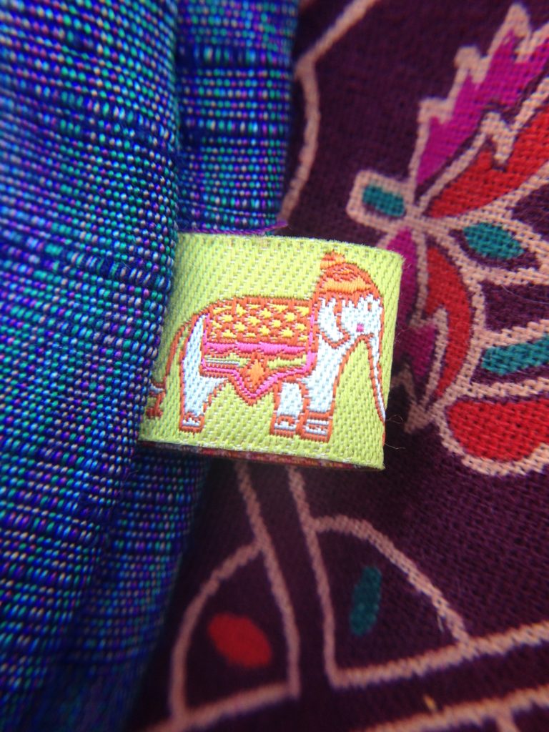 🐘 Beuteltasche 💜💚💙 Ganesha mit Innentasche & 🐘 Webband Innenfarbe wählbar (Wendetasche) 🕉️ Unikate