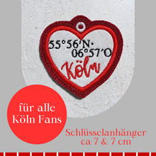 Laden Sie das Bild in den Galerie-Viewer, ❤️🤍 Köln Schlüsselanhänger - Koordinaten 7cm