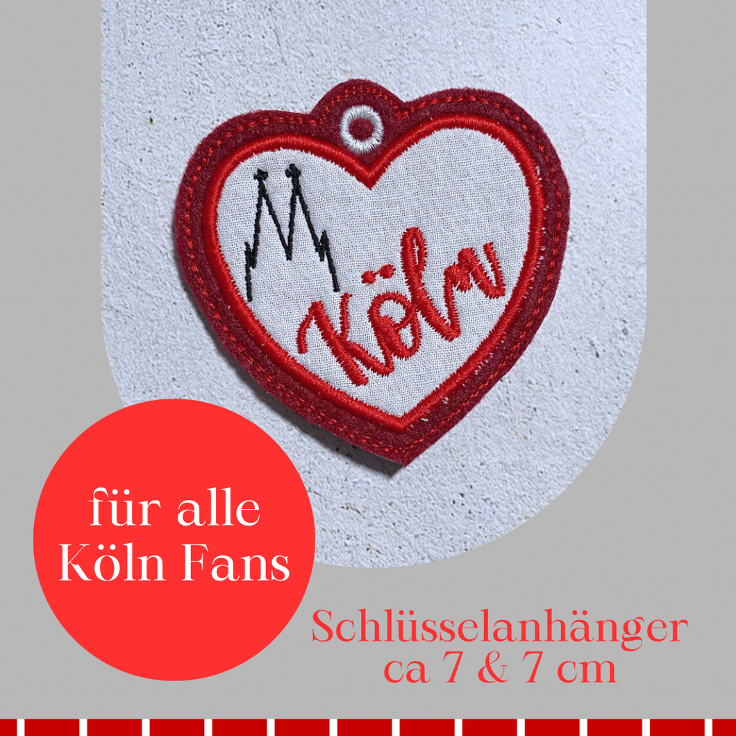 ❤️🤍 Schlüsselanhänger: Köln + Dom 8cm