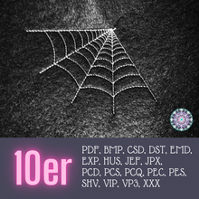 Laden Sie das Bild in den Galerie-Viewer, spinnenweben_spinnenwebe_spiderweb_Stickdatei_KathieKreativ_Redwork_Doodle