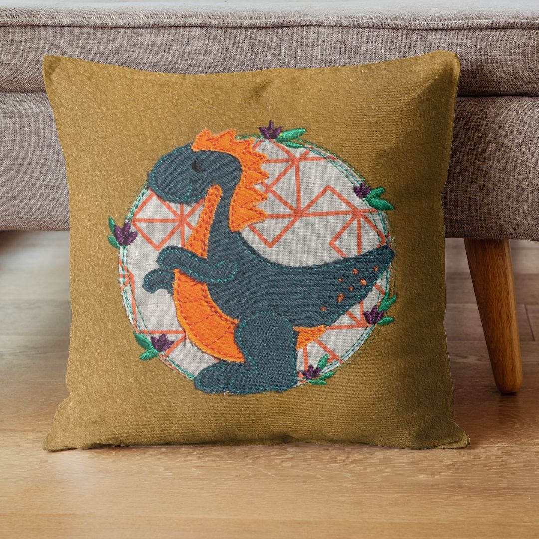 SD: Dino 1 Kreis mit Blumen Doodle Appli - 13er