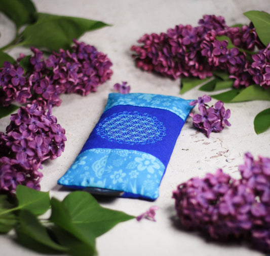 Augenkissen Blau 💙 mit Amethyst & Bergkristall (AK14) Unikat 🕉️