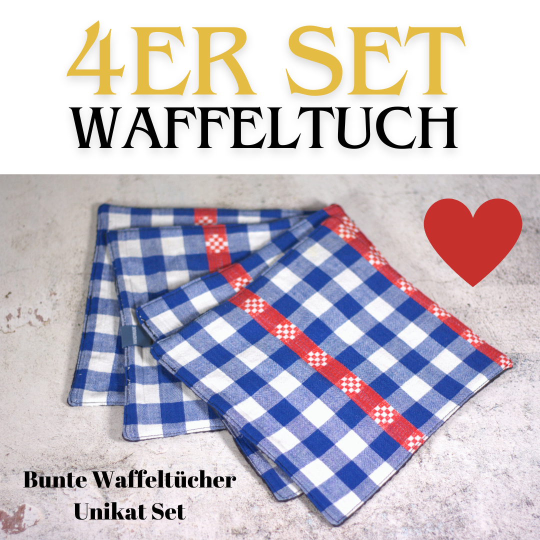 ♥️Waffeltuch zum Spülen & mehr UNIKAT 4er-Set in Schwarz (21x21cm) + Spende