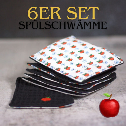 🍎Bunte Waffel Spülschwämme 6er Set in Schwarz (10x12cm) + Spende