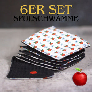 🍎Bunte Waffel Spülschwämme 6er Set in Schwarz (10x12cm) + Spende
