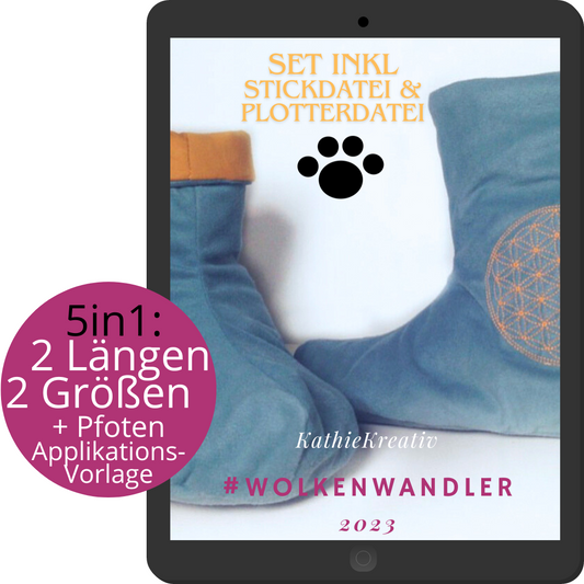 SM XL-Bundle: WolkenWandler KuschelPuschen - 5in1 Schnittmuster + Stick- & Plotterdatei (ohne Lizenz)