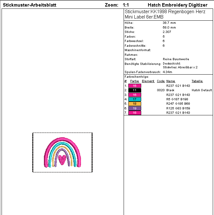 SD: Regenbogen Herz - Mini Label - 6er