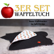 Laden Sie das Bild in den Galerie-Viewer, 🍎Waffeltuch zum Spülen &amp; mehr 3er-Set in Schwarz (21x21cm) + Spende