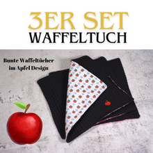 Laden Sie das Bild in den Galerie-Viewer, 🍎Waffeltuch zum Spülen &amp; mehr 3er-Set in Schwarz (21x21cm) + Spende