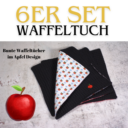 🍎Waffeltuch zum Spülen & mehr 6er-Set in Schwarz (21x21cm) + Spende