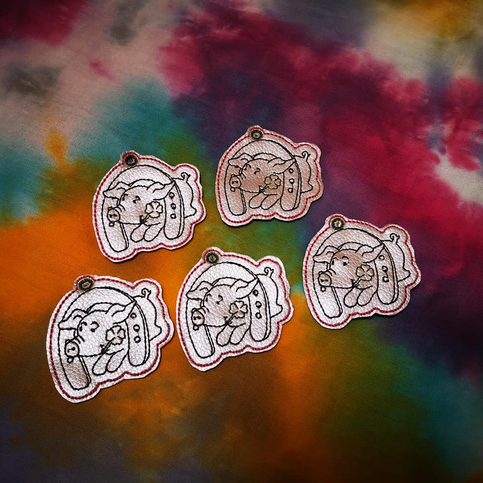 SD: (SET) Schweinchen Silvester (Redwork) 10er