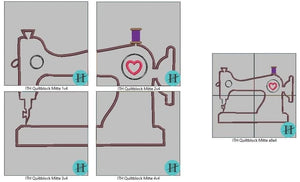 SD: (XXL-SET) QuiltBlock Mitte Nähmaschine (mit & ohne Sashing) 16er