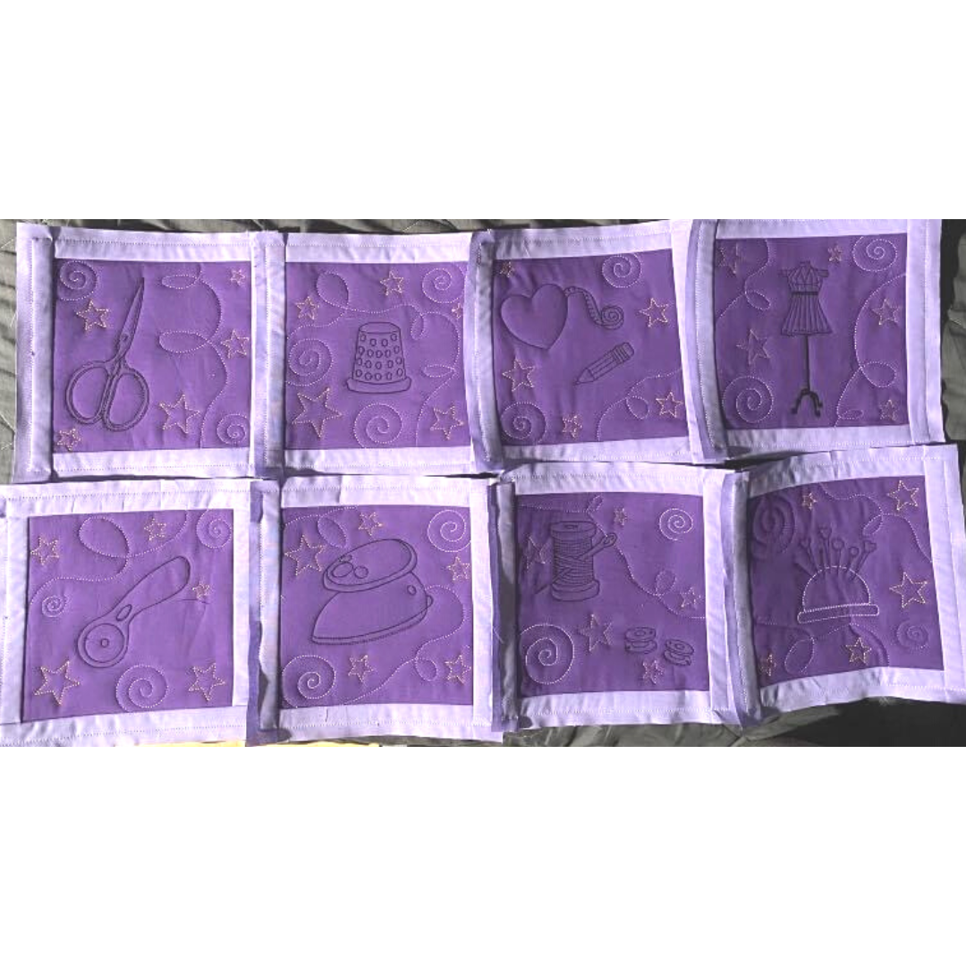 SD: (XXL-SET) QuiltBlock Nähen 1-8 + Mitte, Rand, Sterne & Blanko 20er
