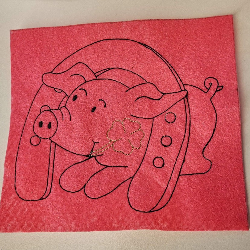 SD: (SET) Schweinchen Silvester (Redwork) 18er