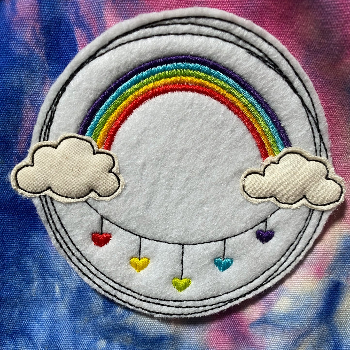 Patch: Regenbogen Wolke mit Herzregen 10cm